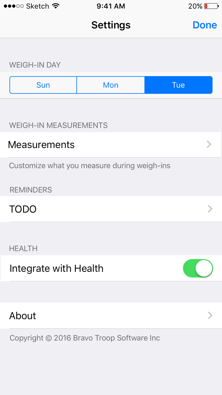 The settings screen.
